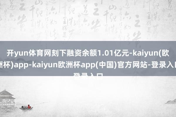 开yun体育网刻下融资余额1.01亿元-kaiyun(欧洲杯)app-kaiyun欧洲杯app(中国)官方网站-登录入口