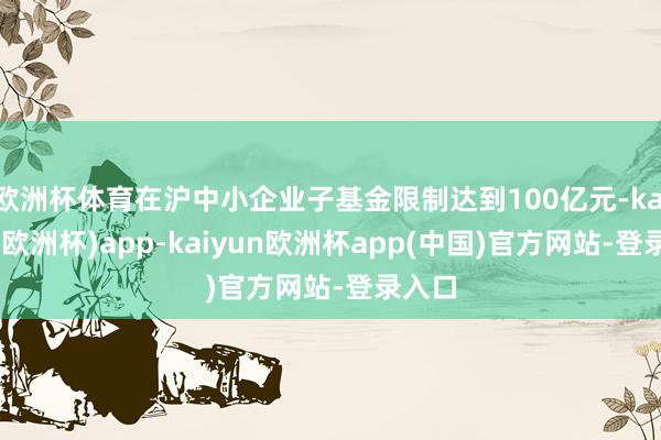 欧洲杯体育在沪中小企业子基金限制达到100亿元-kaiyun(欧洲杯)app-k