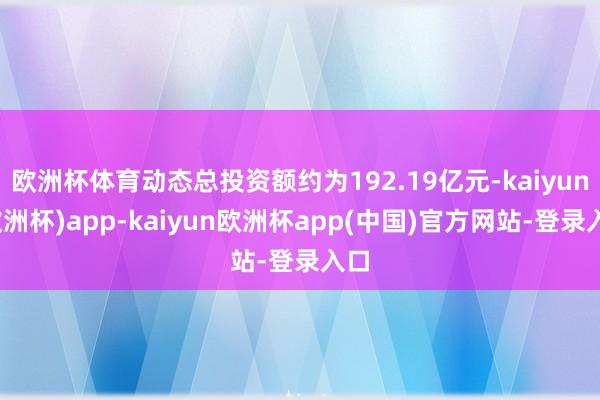 欧洲杯体育动态总投资额约为192.19亿元-kaiyun(欧洲杯)app-kai